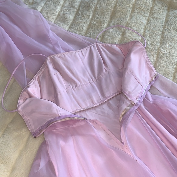 Vtg 60's 70's lilac chiffon full circle ball gown PROM maxi dress S - Picture 16 of 16